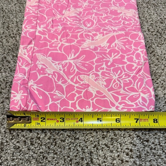 LILLY PULITZER Size 10 Hot Pink Hibiscus Flower Print Pants Cropped R $138 - Picture 8 of 9